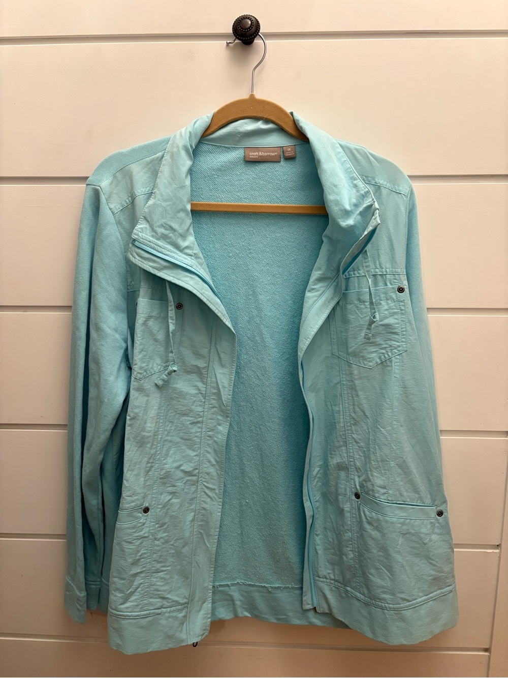Croft & Barrow 1X Aqua Blue Lightweight Utility Jacket Casual Layer